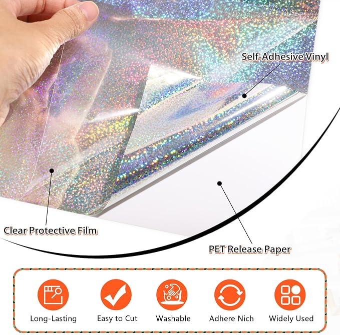 WRAPXPERT Holographic Silver Permanent Vinyl
