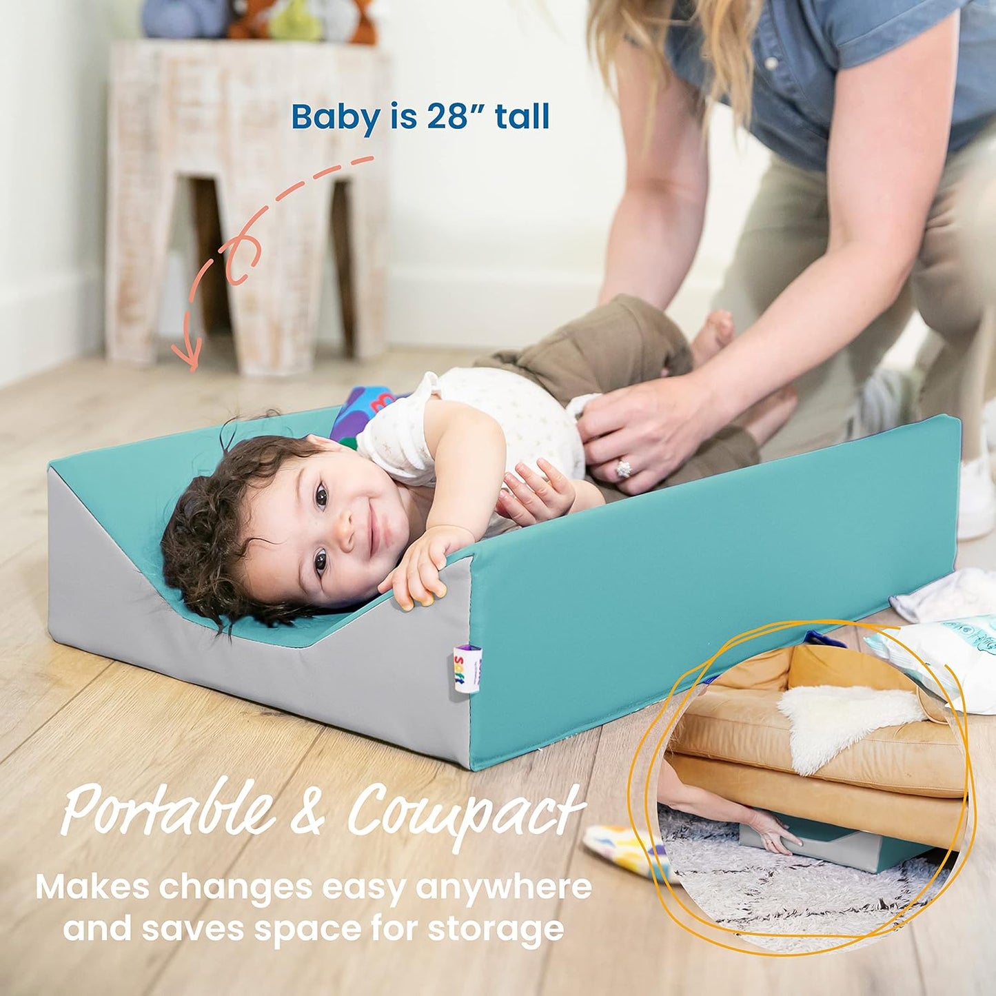 ECR4Kids SoftZone Baby Changing Pad, Baby Essentials, Seafoam/Light Grey