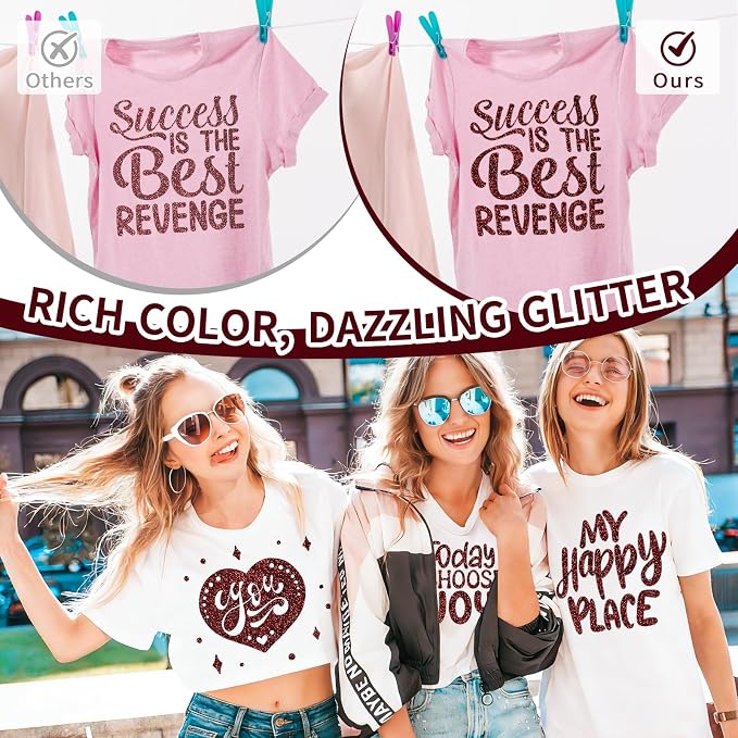VINYL FROG Maroon Glitter HTV Vinyl Roll 10" x8ft Shimmer Iron on Vinyl | Wine