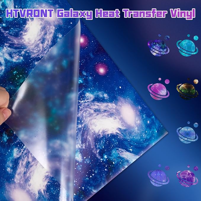 HTVRONT Galaxy Heat Transfer Vinyl, 7 Pack 12x10in Starry Sky Iron on Vinyl |