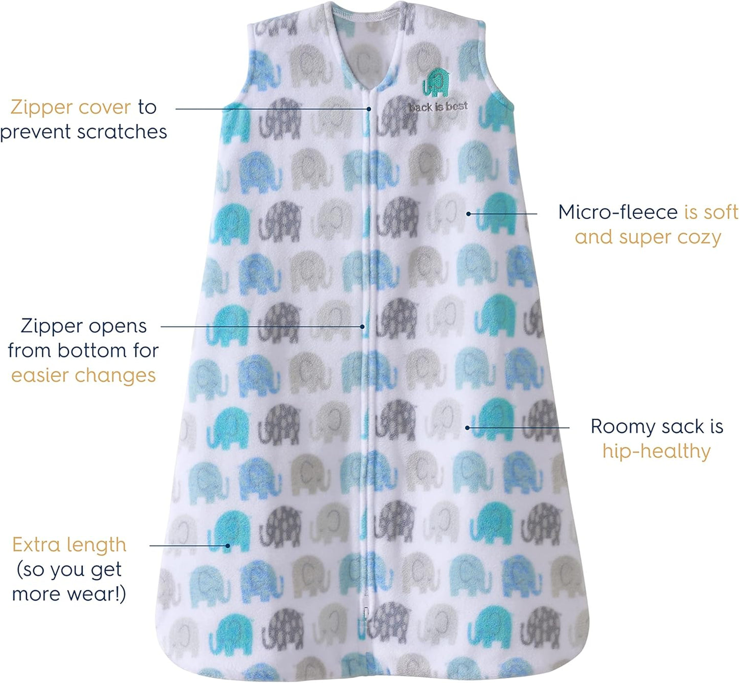 HALO Micro-Fleece Wearable Blanket, Swaddle Transition Sleeping Bag, TOG 1.0