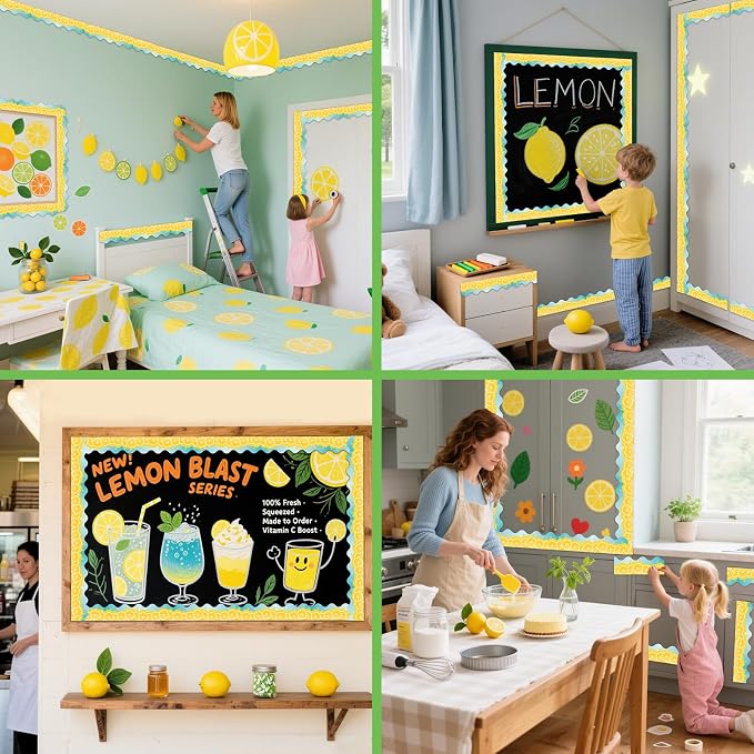 69 Feet Lemon Zest Border Bulletin Board Summer Lemon Slices Juice Scalloped