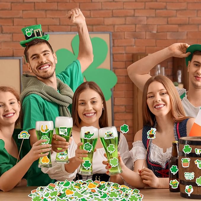 300Pcs St. Patrick’s Day Foam Stickers, Self-Adhesive Lucky Shamrock Clover