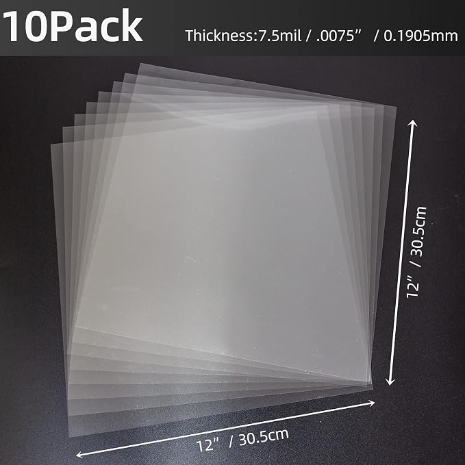 7.5Mil Blank Mylar Sheet, 12“ X 12” Clear Plastic Sheet, Stencil Plastic Sheets
