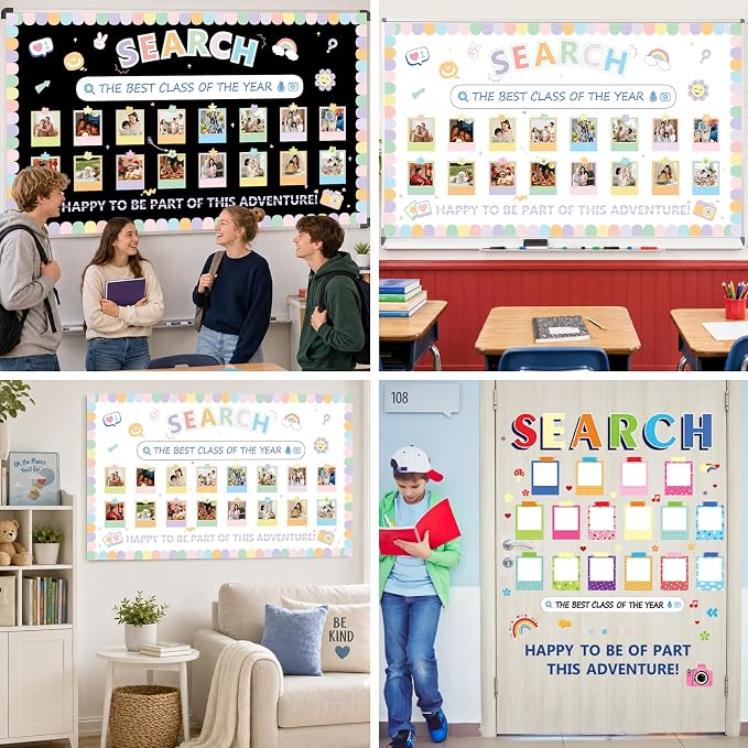 Photo Display Bulletin Board Kit Welcome Back to School Search Pastel Rainbow