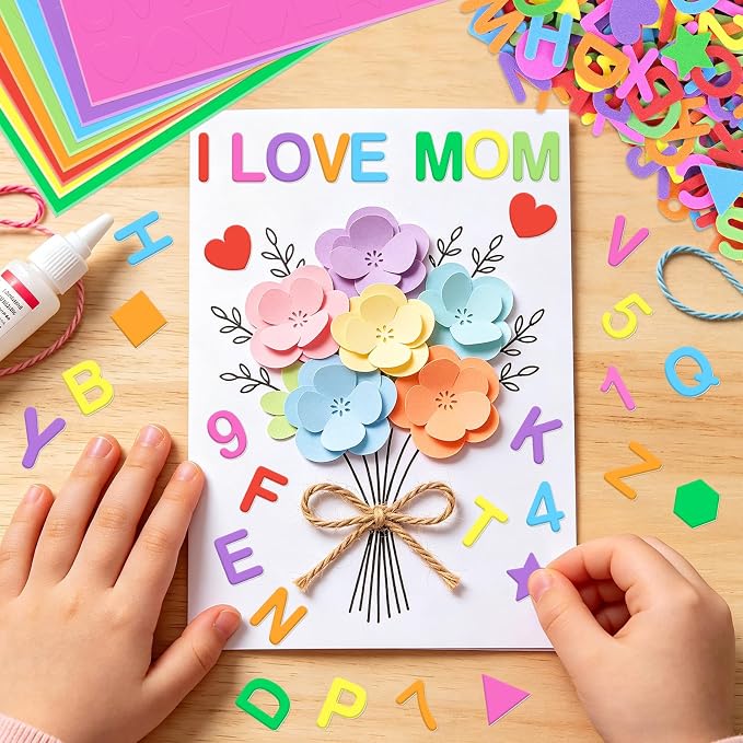 1328 PCS Foam Letter Stickers, Foam Alphabet Number Shape Stickers, Self