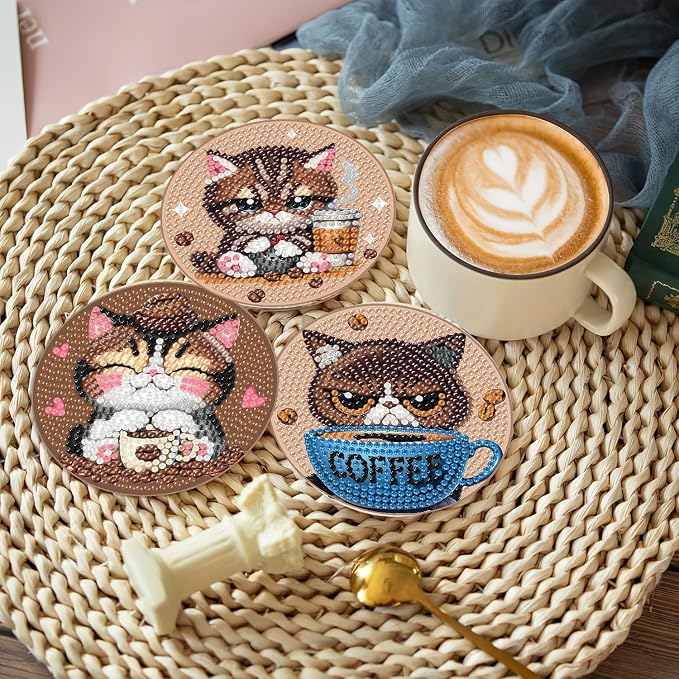 Clendo 8 PCS Diamond Art Coasters