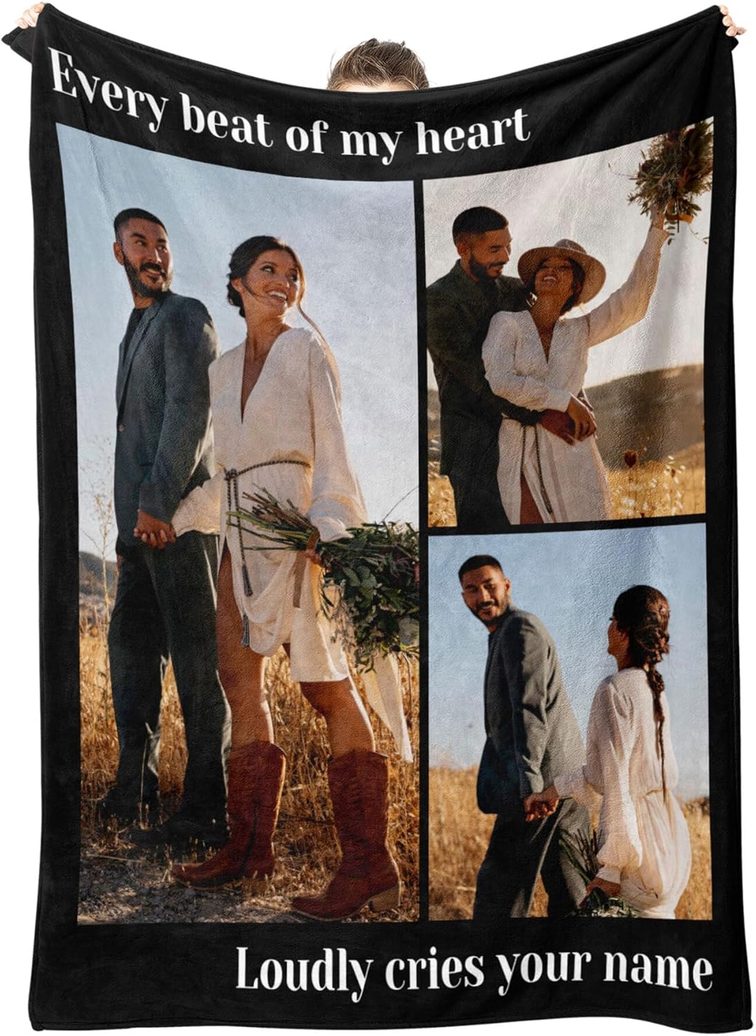 Custom Blanket with Photo Text Personalized Throw Blanket Customized Picture Blankets Personalized Gift Flannel Blanket for Birthday Gifts Valentines Day Gift, 50 * 60in
