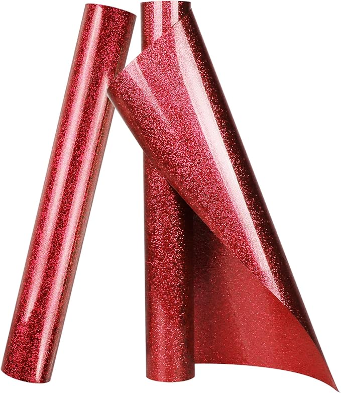 TORC Red Christmas Glitter HTV Heat Transfer Vinyl Roll 12 inch x 10 ft Iron on