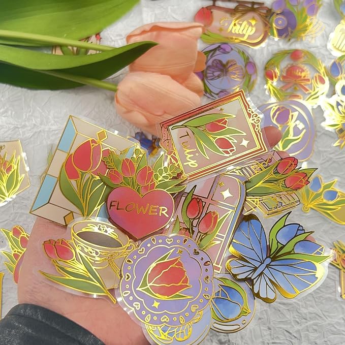 50Pcs Flower Stickers for Scrapbooking Journaling Junk Journal Scrapbook