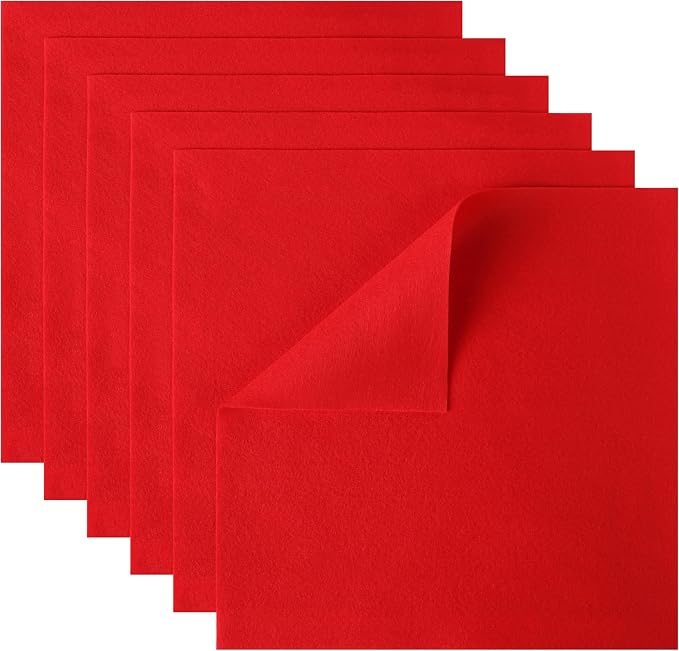 HaoFeiJH 6 Pcs Red Soft Felt Fabric Sheets