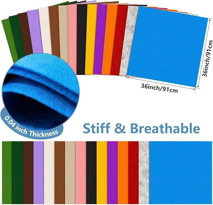Felt Fabric 36'' X 36'' Large Felt Sheets Stiff Craft Felt by The Yard