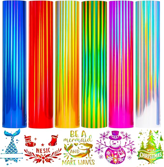 Holographic HTV Heat Transfer Vinyl Metallic Holographic Vinyl Gold Iron HTV 6