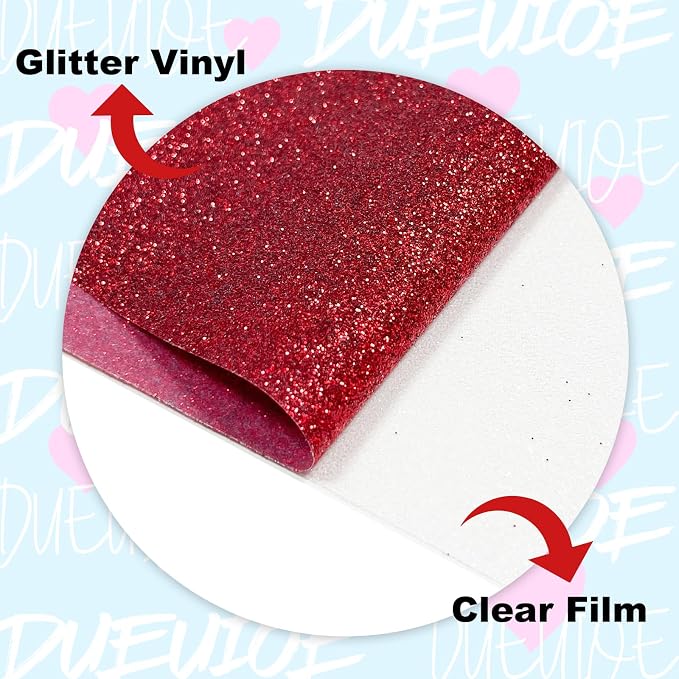 DUEUIOE Red Glitter HTV Heat Transfer Vinyl Roll