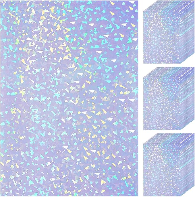 60 Sheets Holographic Laminate Sheets Clear Glitter A4 Size Vinyl Sticker Paper