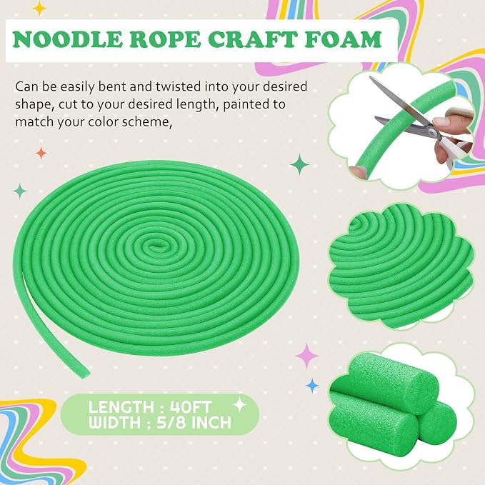 Frienda 5/8 Inch x 40 Ft Dark Green Foam Noodles