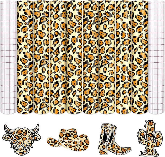 Tintnut Leopard Permanent Vinyl 8 Sheets 12x10in Orange Adhesive Vinyl |