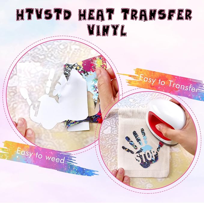 HTVSTD Splatter HTV Heat Transfer Vinyl 16 Sheets 12×10in Iron on Vinyl | Paint