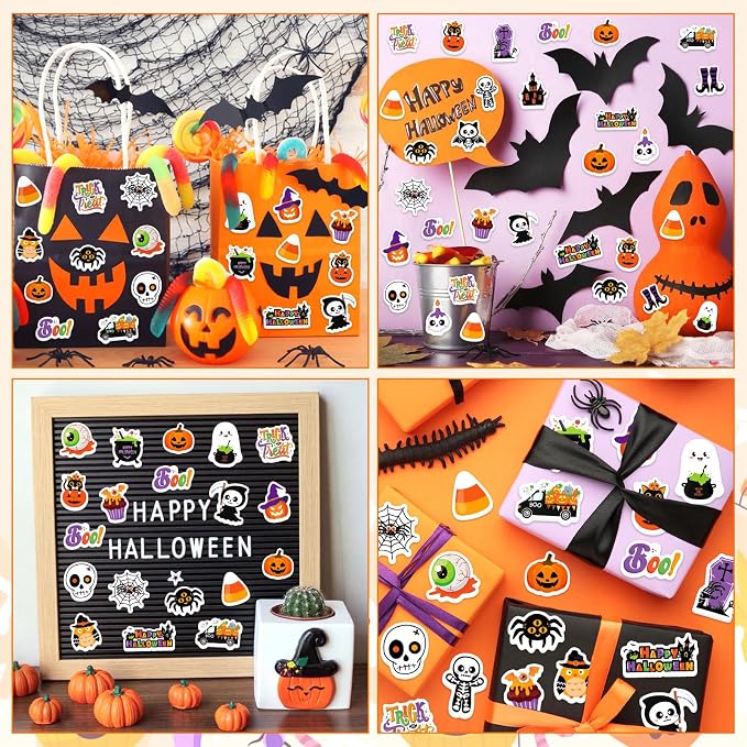 300Pcs Halloween Foam Stickers, Self-Adhesive Ghost Pumpkin Spider Stickers