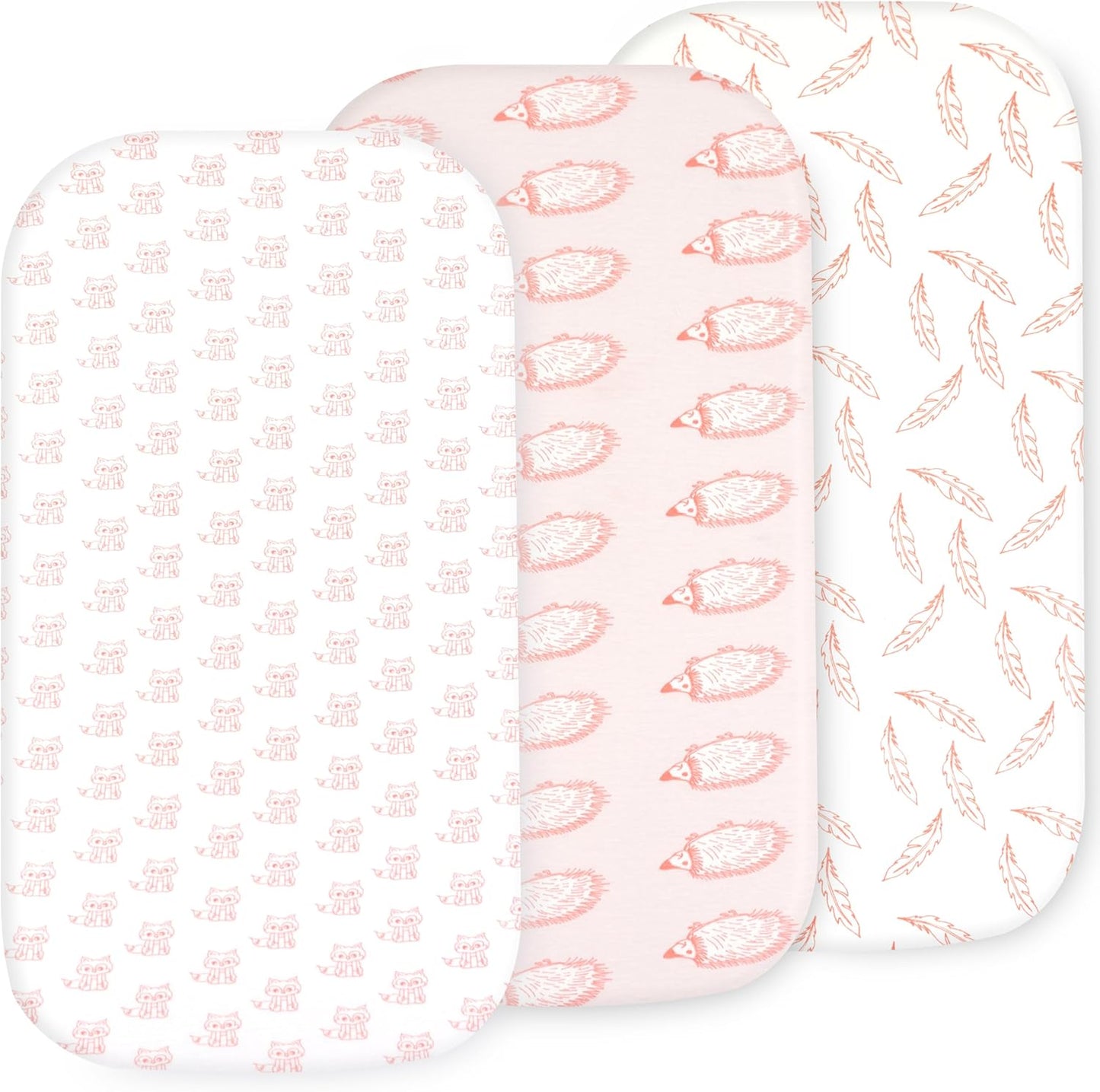 Bassinet Sheets Girl– 3-Pack Soft Fitted Bassinet Sheets, Organic Cotton, Breathable & Cozy, Fits 32x16x4 Inch Rectangle, Oval & Hourglass Mattresses