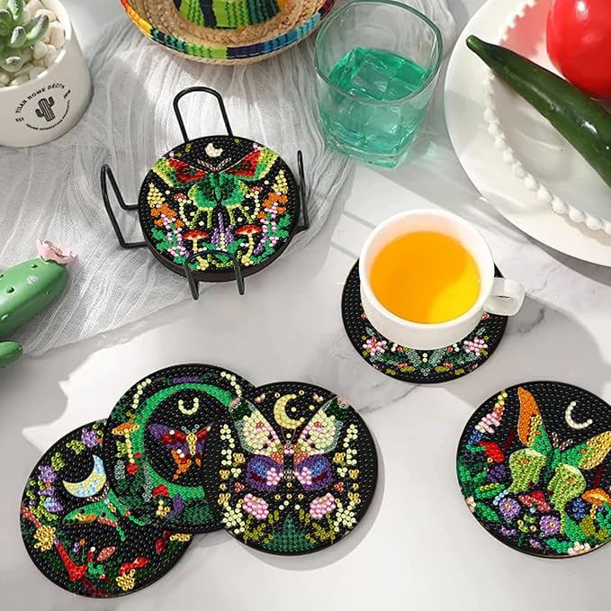 EWJRNSF 10 PCS Butterfly Diamond Art Coasters Kit