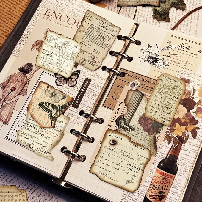PRSTINCOL Vintage Journaling Stickers, Scrapbook Supplies