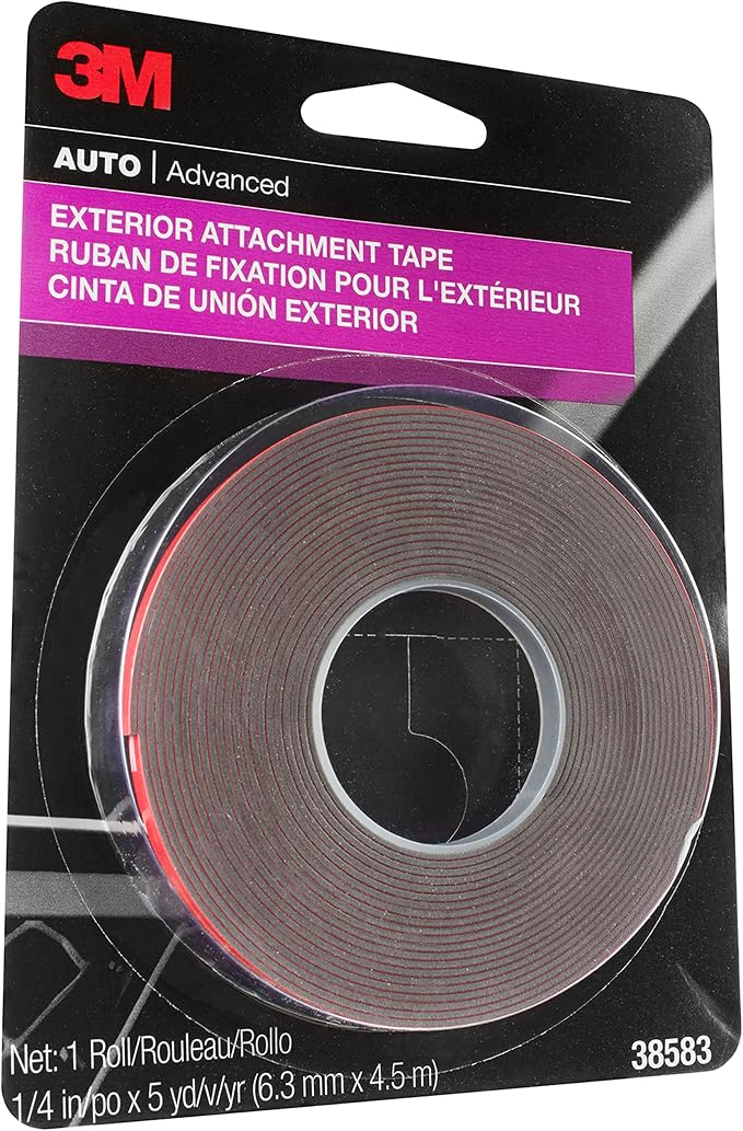3M Exterior Attachment Tape, Emblems and Trim, 1/4 in width x 5 yards in length