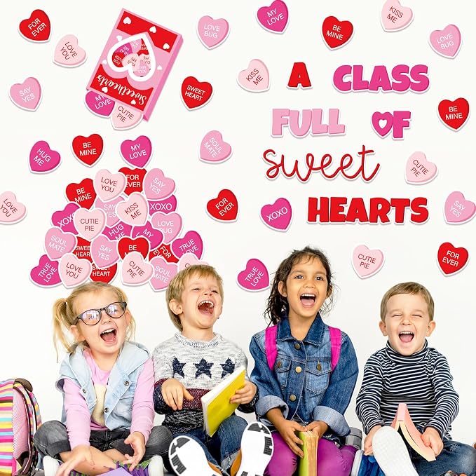 JarThenaAMCS Valentine' s Day Classroom Door Decoration Bulletin Board Set Red