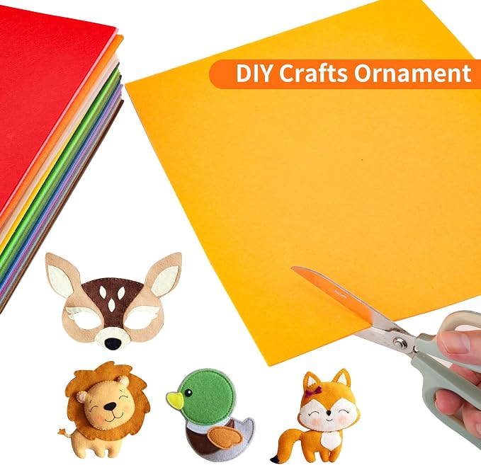 40PCS 12 x 12”, 2mm Thick Stiff Felt Fabric Sheets Assorted Colours Felt Pack