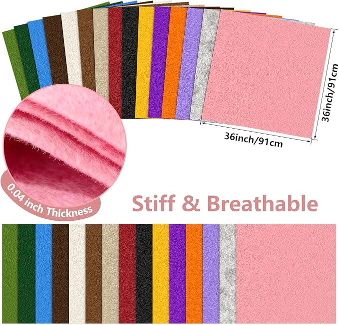 Felt Fabric 36'' X 36'' Large Felt Sheets Stiff Craft Felt by The Yard