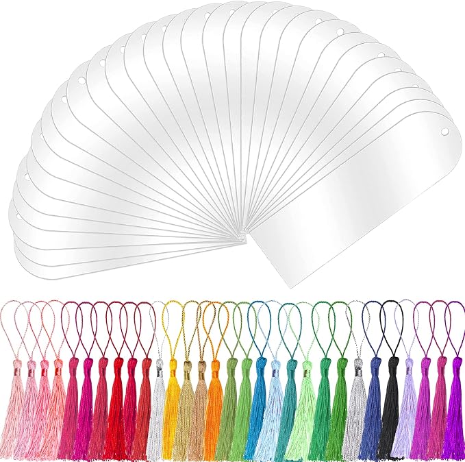 Clear Acrylic Bookmark, BetterJonny 30 Set Plastic Blank Book Page Mark