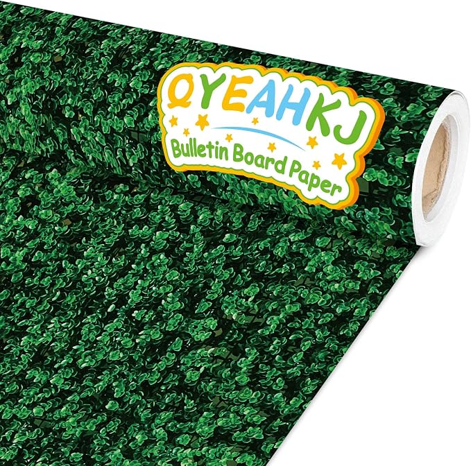 Qyeahkj Green Leaves Bulletin Board Paper Roll Greenery Leaf Bulletin Board