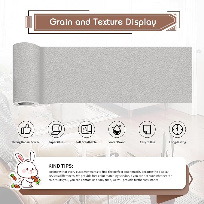 KING MOUNTAIN Leather Repair Patch, 4 x 63 Inches self Adhesive Leather Repair