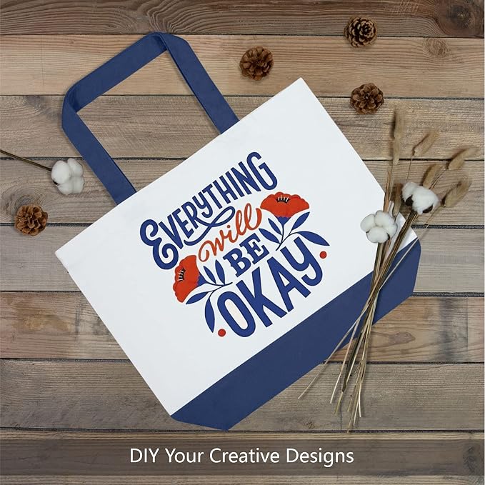 TOPDesign 3-Pack Super Strong Large 12oz Cotton Canvas Tote Bags, Reusable