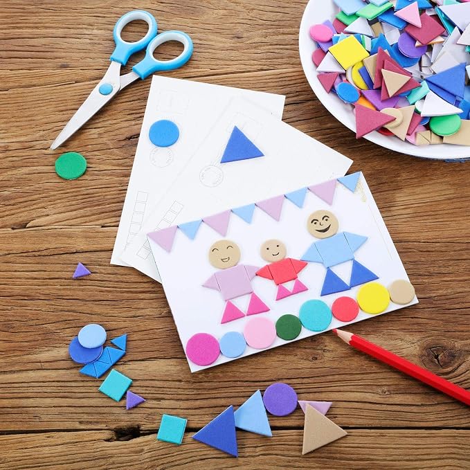Sumind 1000 Pieces Foam Shape Stickers Self Adhesive Felt Shape
