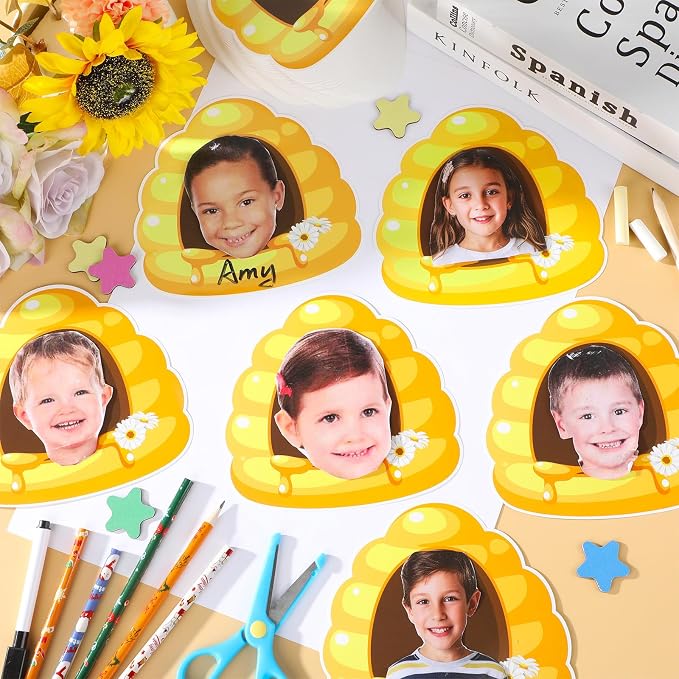 gisgfim 80Pcs Bee Hive Cutouts Summer Honey Bee Hive Decorations Bulletin Board