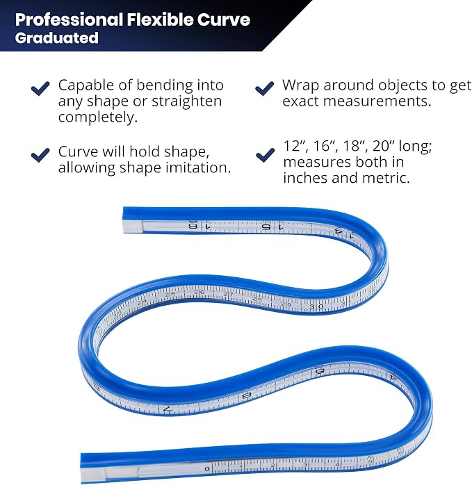 Pacific Arc Flexible Curve Graduated 18 Inch Ruler