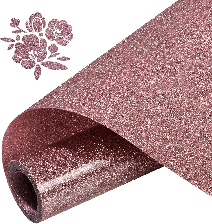 Glitter Heat Transfer Vinyl Rolls 12" x 5FT Pink