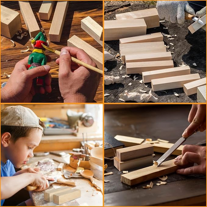 16PCS Basswood Carving Blocks 6 x 1.5 x 1.5 Inch Whittling Wood Blocks Wooden