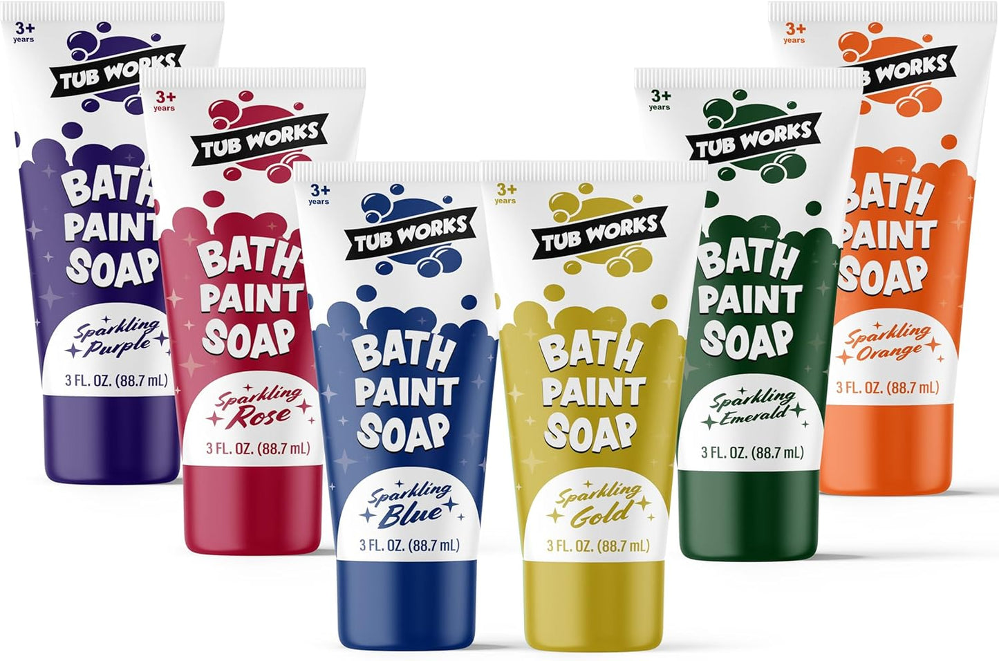 Tub Works® Bath Paint Soap Bath Toy, Shimmer 6 Pack | Non-Toxic | Washable Bathtub Paint for Finger Painting on Tub Walls | Ideal Toddler Bath Toys for Creative Play | Easy to Clean, Fun Paint Soap