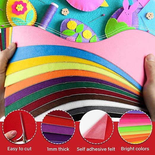 Morcheiong 12 Pcs Self Adhesive Felt Sheet Soft Felt Sheets