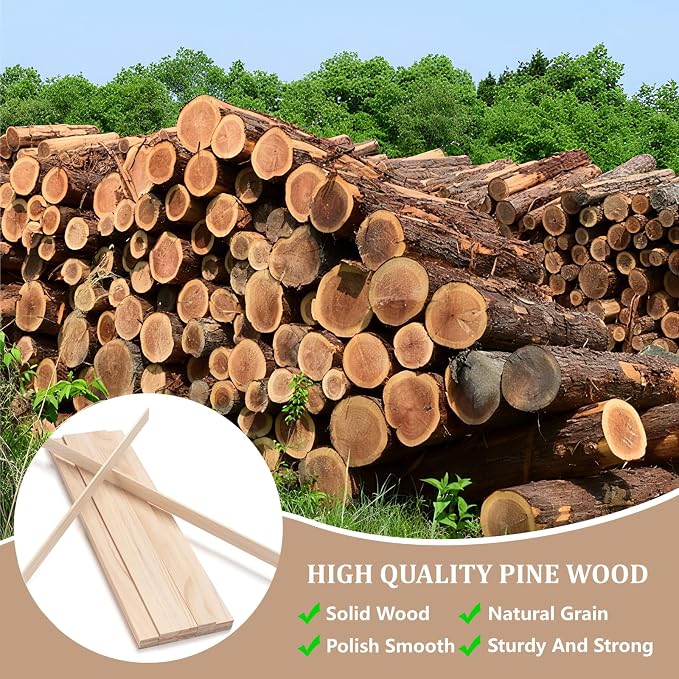 Wooden Dowels for Crafts, Wood Slats Trim Strips for Wall 1/8" × 1" × 17.5"