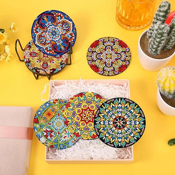 EWJRNSF 10 PCS Mandala Diamond Art Coasters Kit