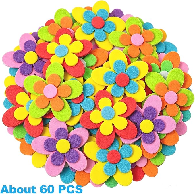 60PCS Double Layer EVA Foam 3D Flower Wall Stickers Self Adhesive Petal Foam