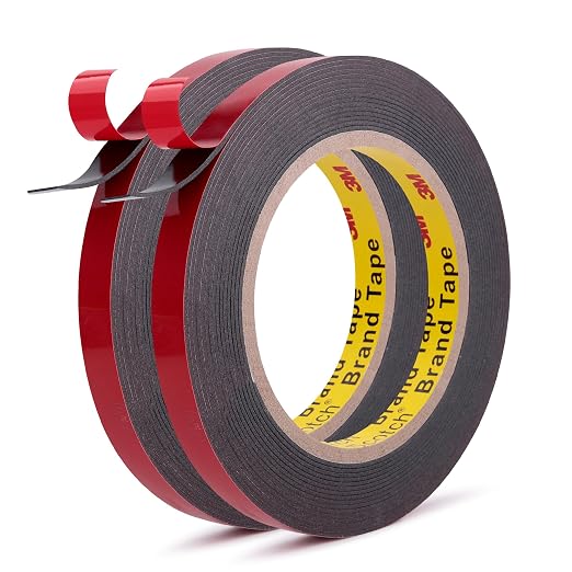 3M Automotive Acrylic Plus Tape, 0.39" x 18Ft, Dark Gray, 2 Pack | Double Sided