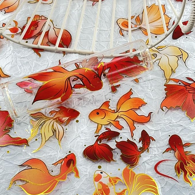 50Pcs Gold Fish Stickers for Scrapbooking Journaling Junk Journal Scrapbook