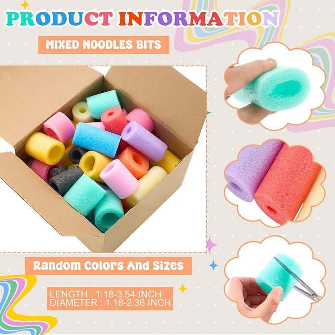 Frienda 100 Pcs Pool Noodles Bits Multicolor Craft Small Size Versatile Mixed