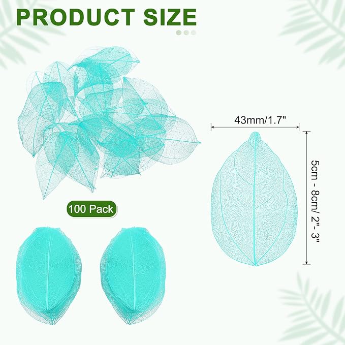 uxcell 100 Pcs Blue Skeleton Leaves