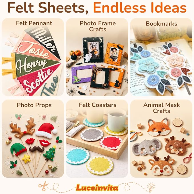 2mm Stiff Felt Sheets 12" X 12" | Thick Polyester Felt Material, DIY Craft
