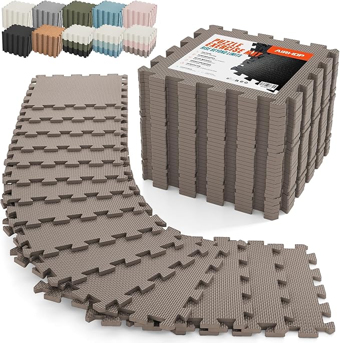 AIRHOP 18 PCS Gym Floor Mat, EVA Foam Puzzle Gym Mat, High-Density Interlocking